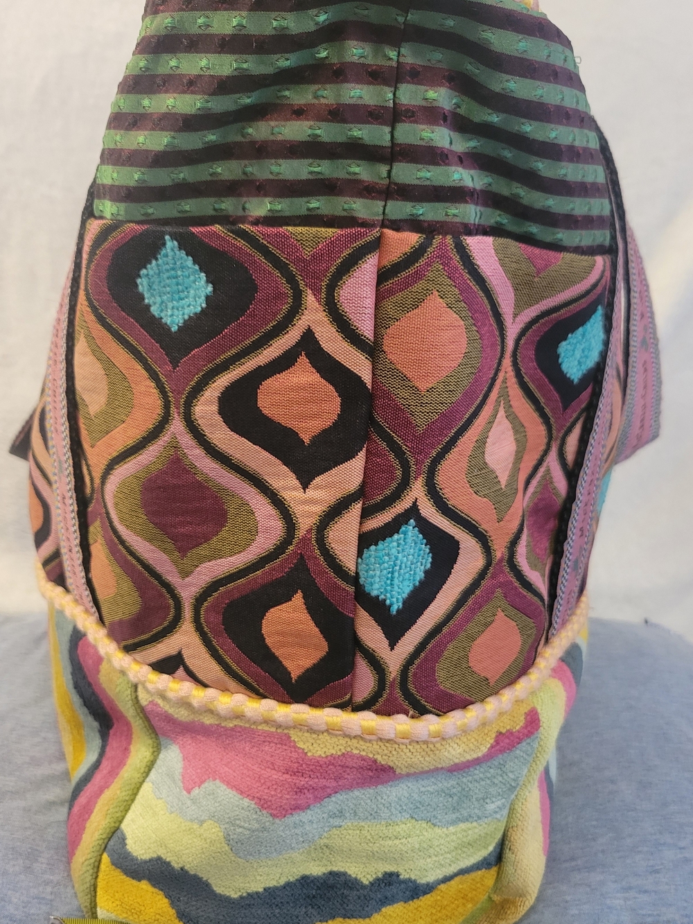 Mackenzie-Childs Multicolor Patterned Tote Bag - Pink/Orange Accents - Picture 3 of 7